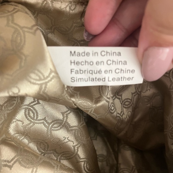 IVANKA TRUMP Beige Faux Ostrich Vegan Leather Shoulder Bag - Picture 15 of 16